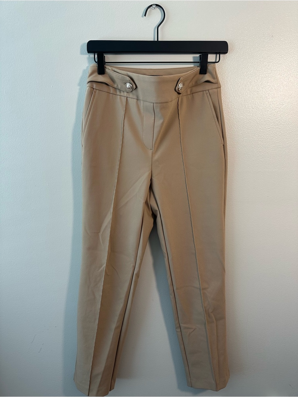 High-Rise Tailored Tan Pants